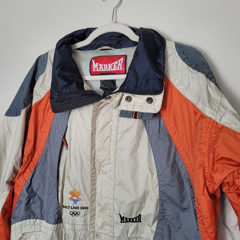 Vintage 2002 Winter Olympics Jacket Windbreaker Marker Orange Gray Nylon Size XS - Picture 2 of 14
